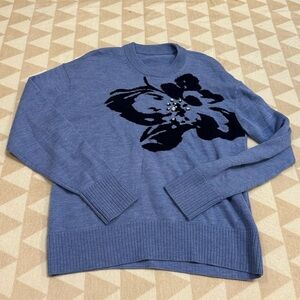 Tanya Taylor tropical blue flower embroidered sweater